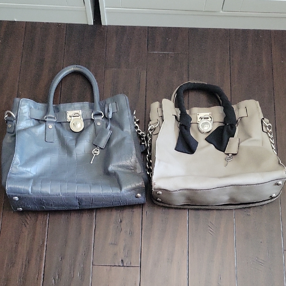2 Michael Kors Hamilon Bags Blue and Grey